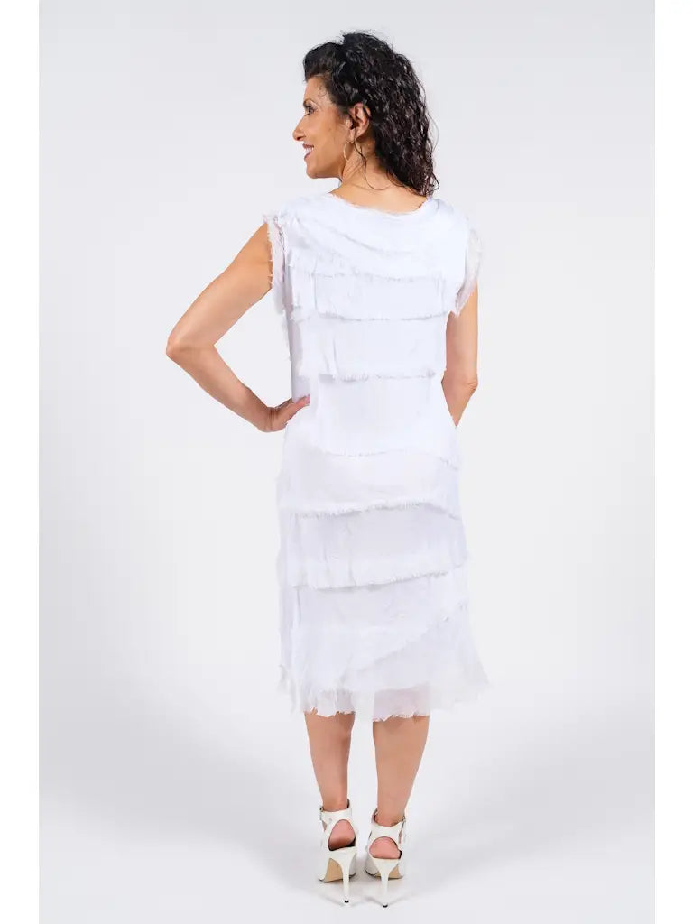 Mariana Silk Ruffle Dress - White