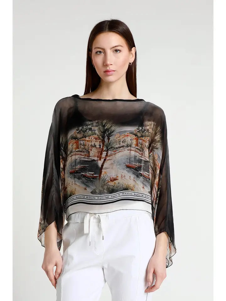Riva Positano Cropped Silk Kaftan