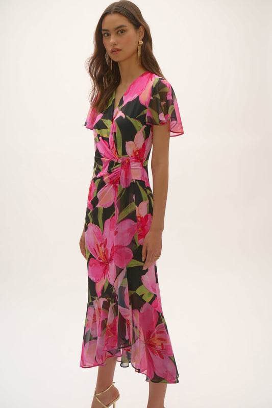 Floral Wrap Print Dress