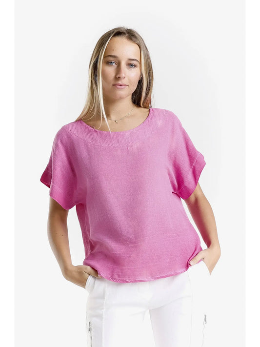 Gianna Short Sleeve Yoke Neck Top