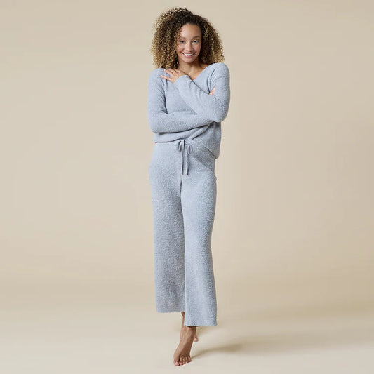 Solid Marshmallow V-Neck Lounge Set