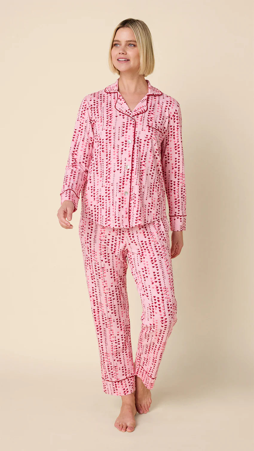 Dreamy Hearts Pima Knit Long Sleeve Pajamas