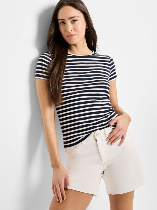 Short Sleeve Scoop Neck Striped Tee
