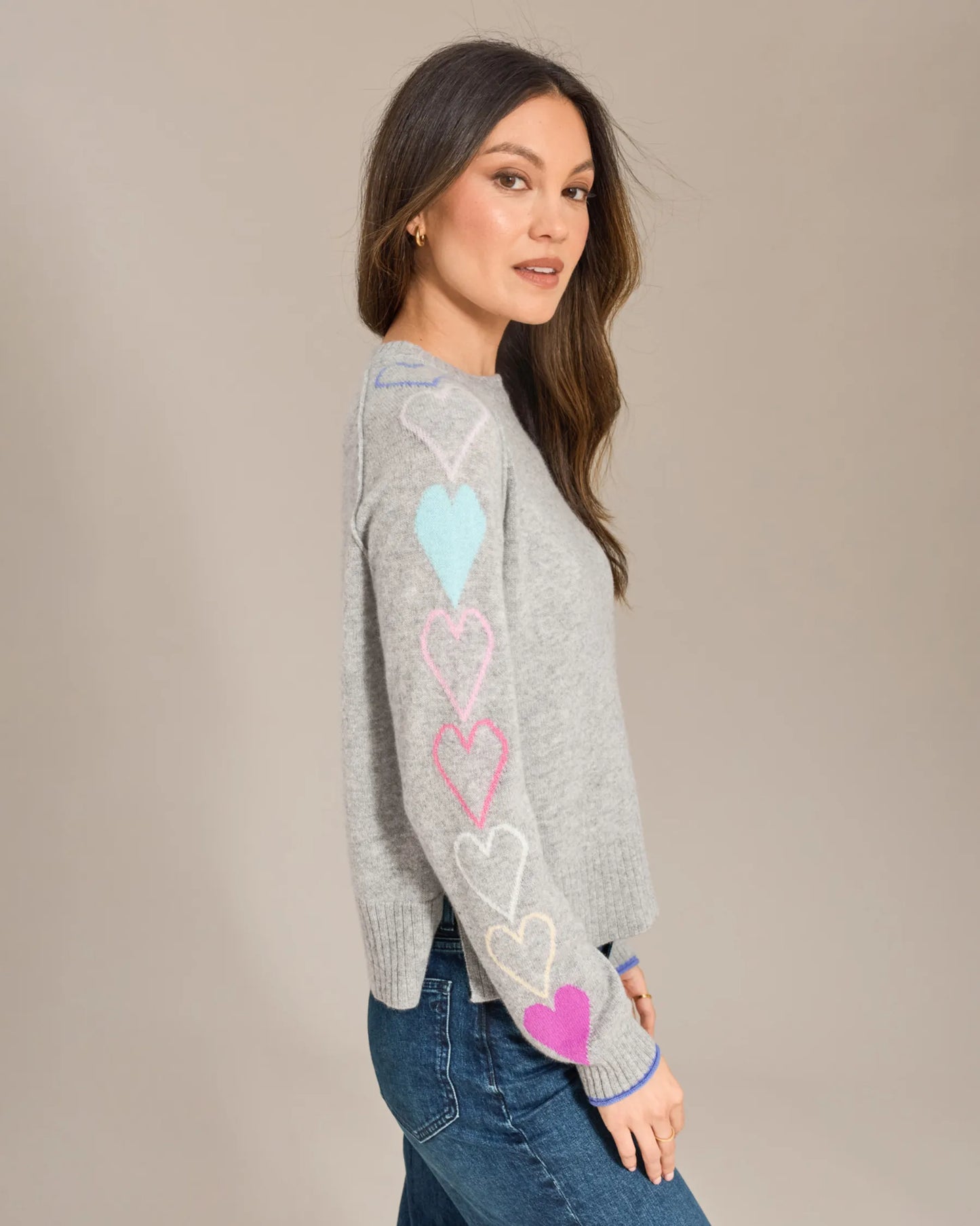 Cashmere Hearts & Hugs Crew Neck Sweater