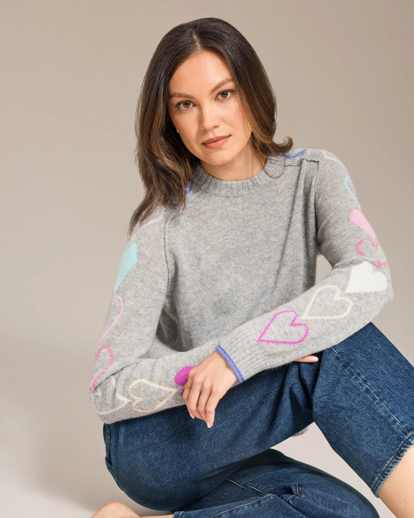 Cashmere Hearts & Hugs Crew Neck Sweater