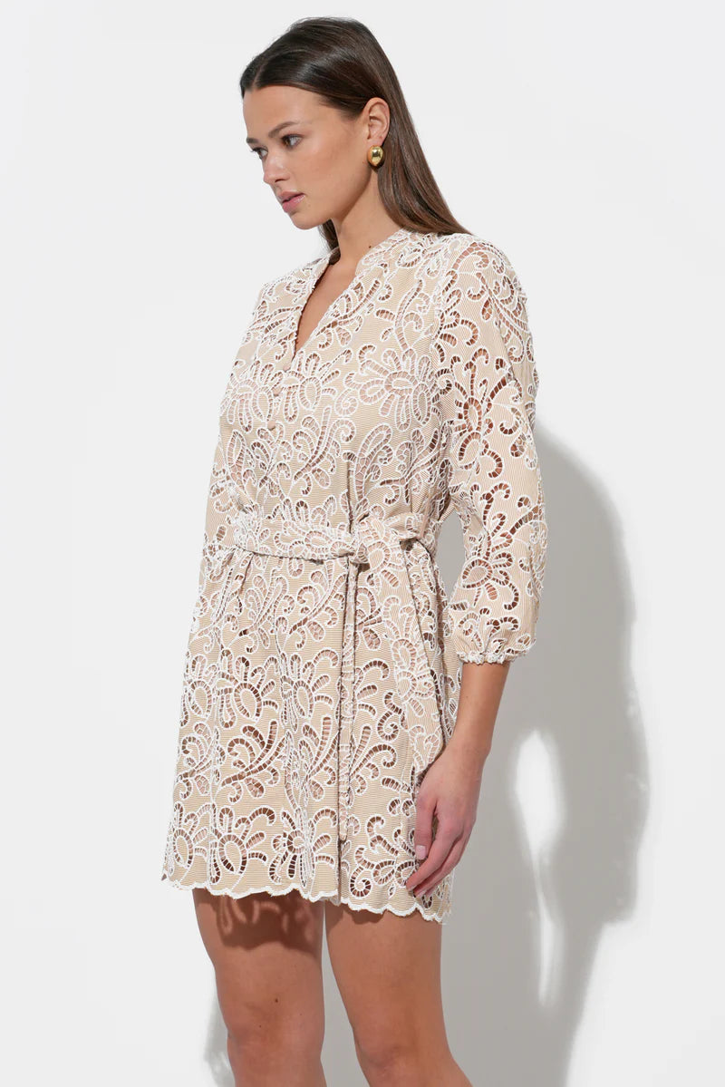 Lina Scalloped Belted Dress