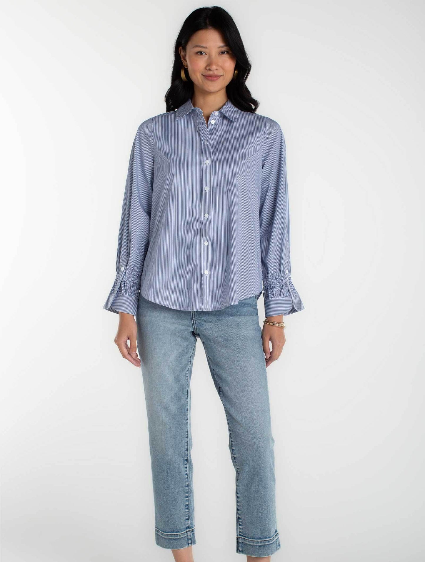 Adjustable Sleeve Woven Button Top