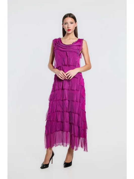 Aleena Silk Maxi Ruffle-Orchid