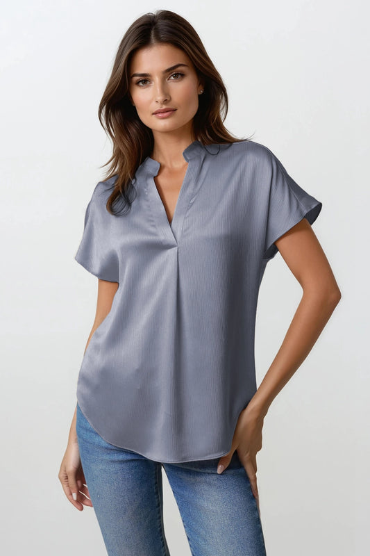 Drop Shoulder Crinkle Blouse