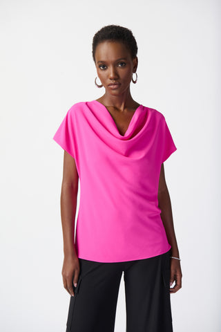 Woven Cowl Neck-Ultra Pink