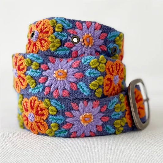 Prairie Flowers Embroidered Belt