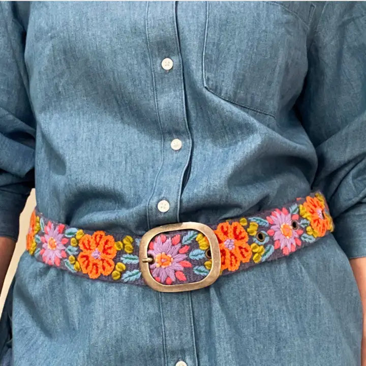 Prairie Flowers Embroidered Belt