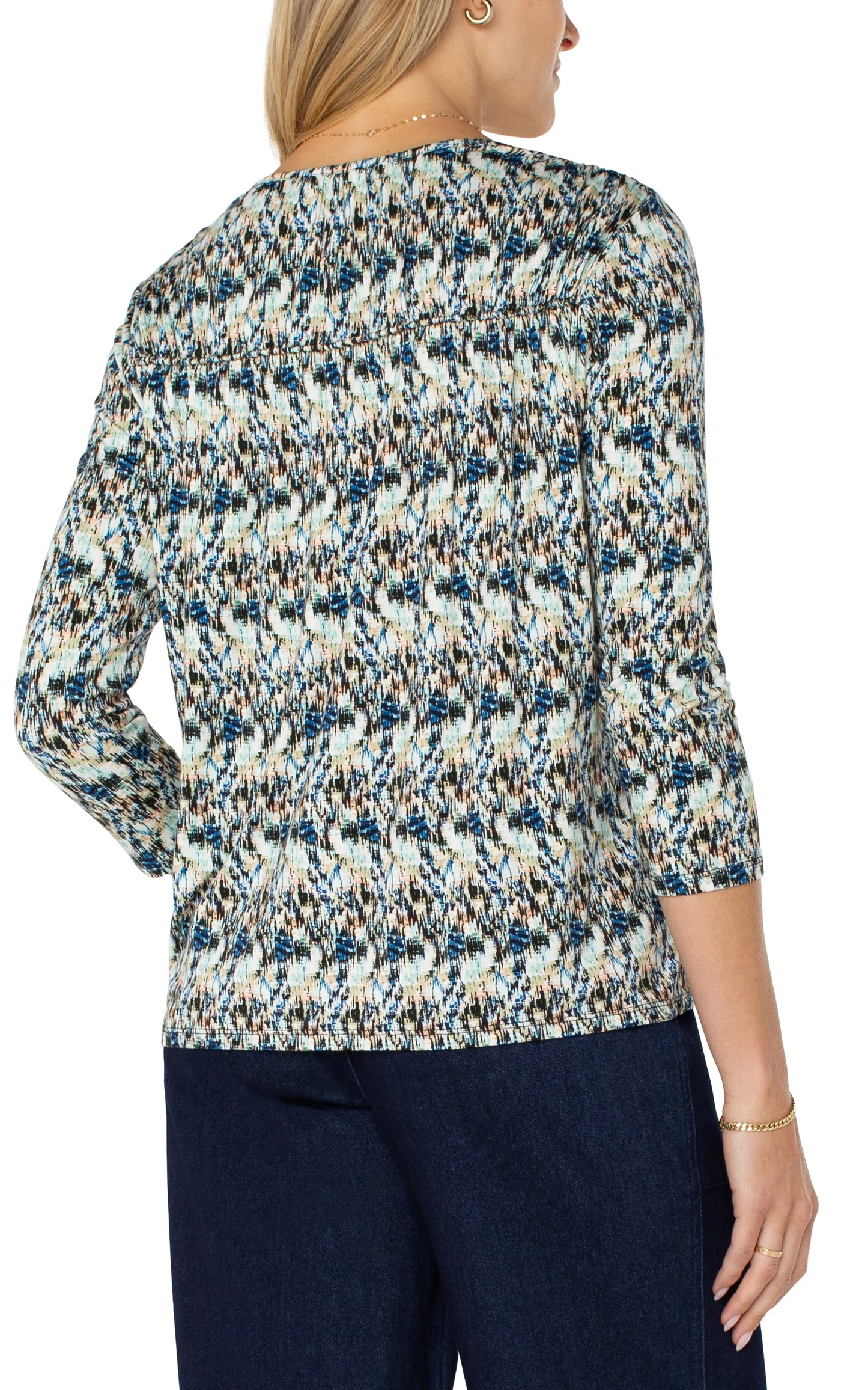 3/4 Sleeve Shirred Detail Top