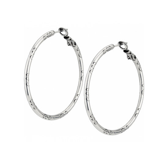 Large Hoop Charm Earrings - Silver