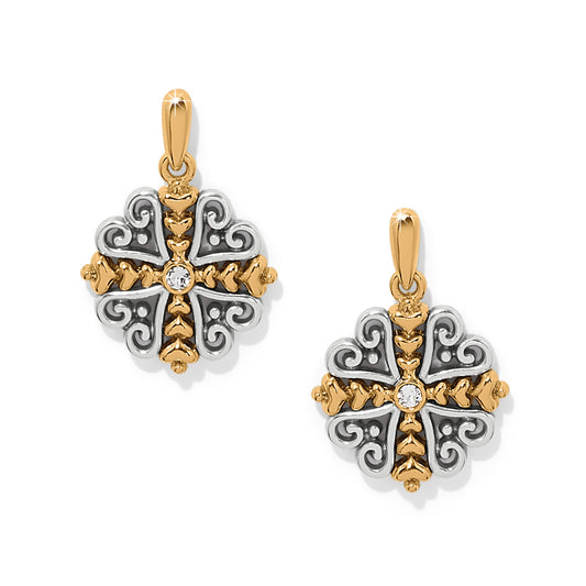 Alcazar Heart 2 Tone Post Drop Earrings