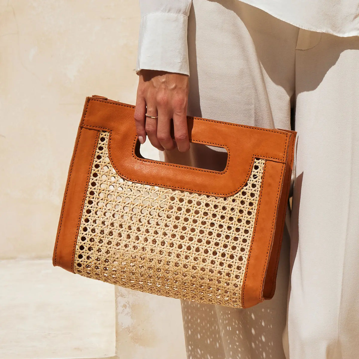 Rattan Cane Weave Handbag with Leather Trim – Kismetlg