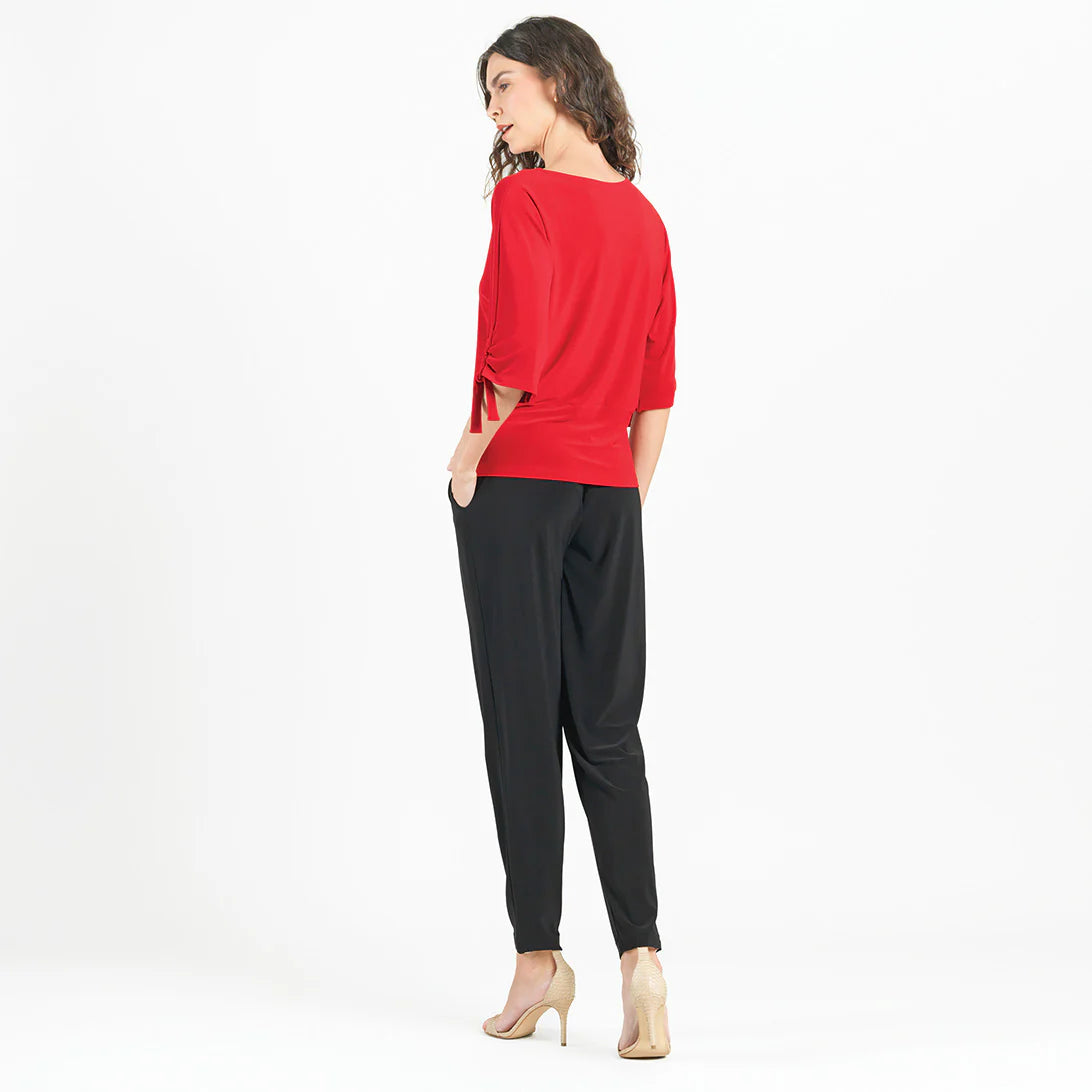 Pull-Tie Cuff Blouson Top