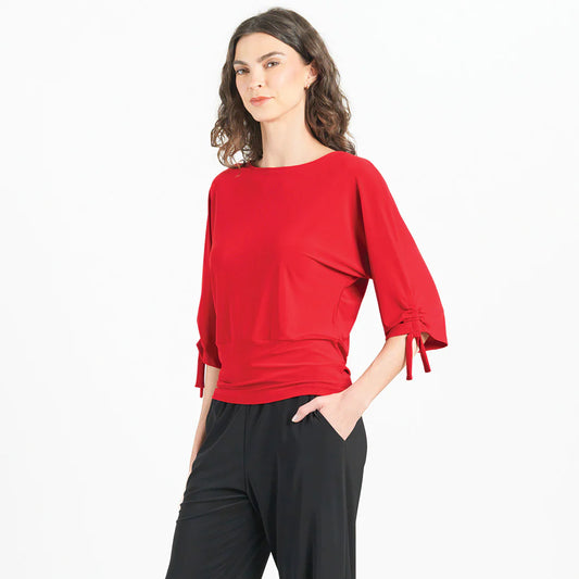 Pull-Tie Cuff Blouson Top