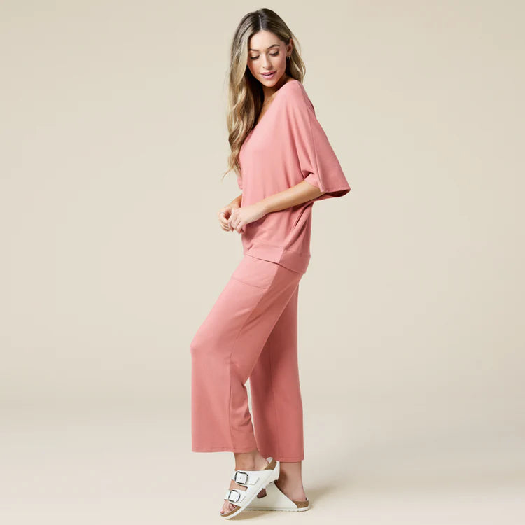 Dream Jersey Relaxed V-Neck with Capri Lounge Set
