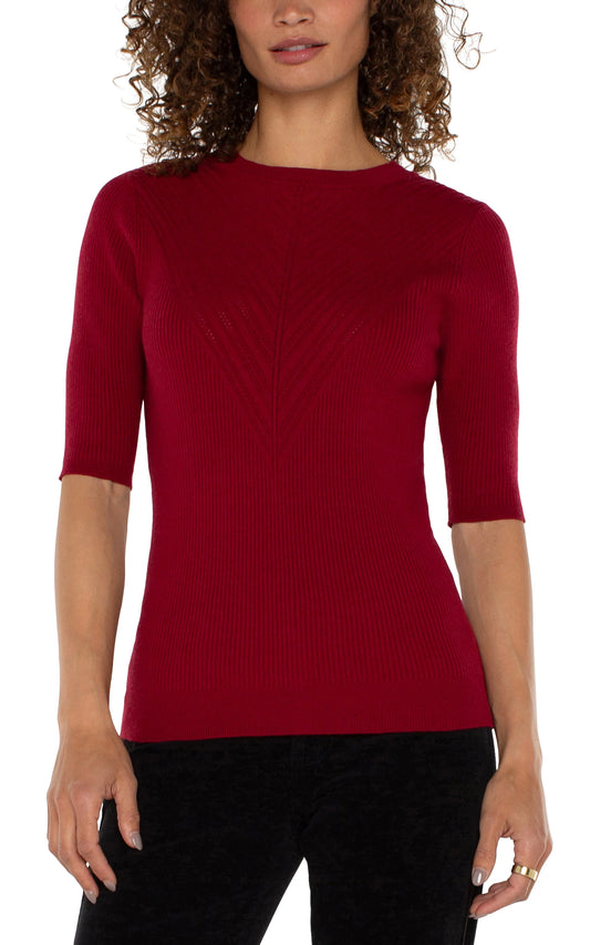 Elbow Sleeve Crew Neck Sweater