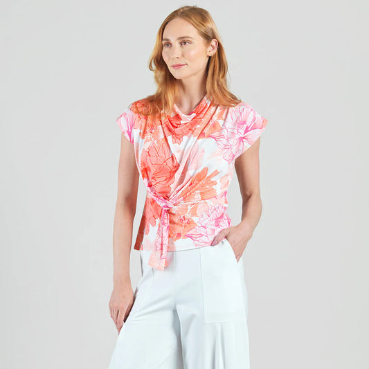 Floral Soft Knit Drap Neck Top
