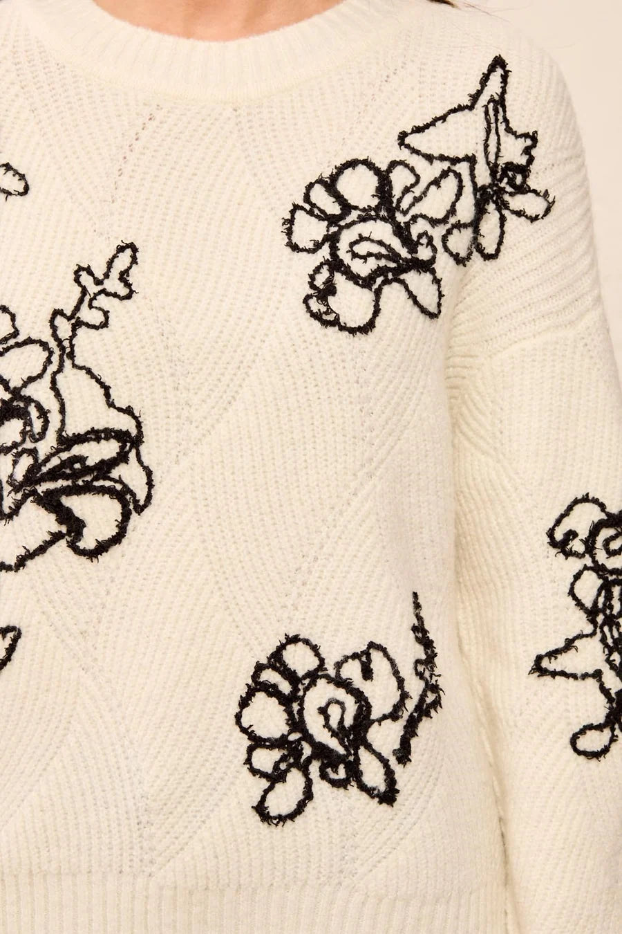 Embroidered Floral Knit Sweater