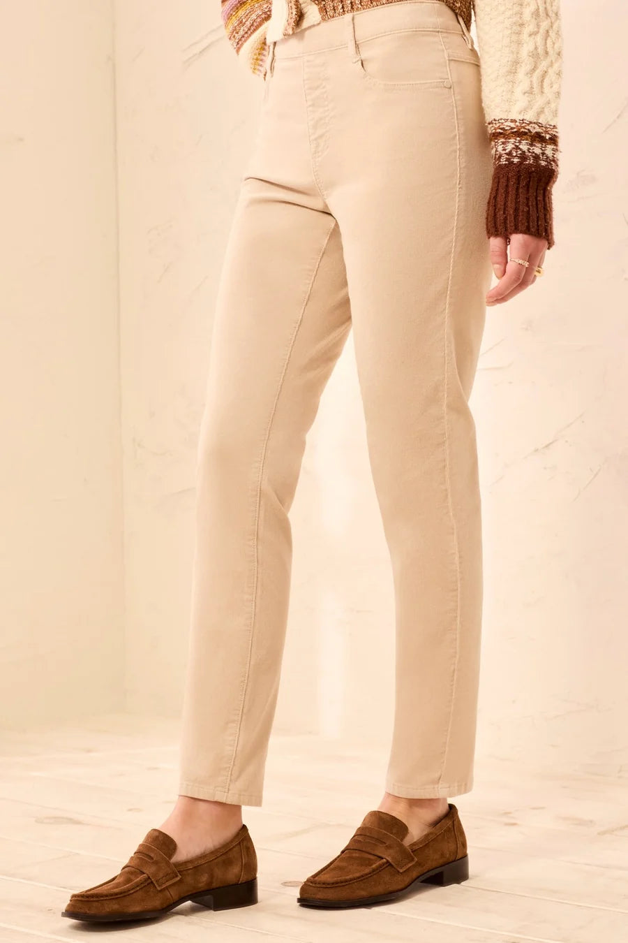 Micro Cord Audrey Pull-On Slim Ankle Pants