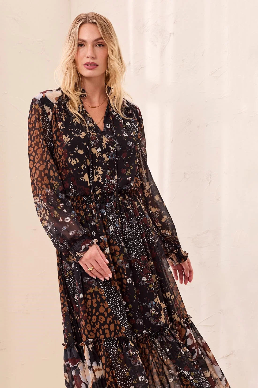 Mixed Print Maxi Dress