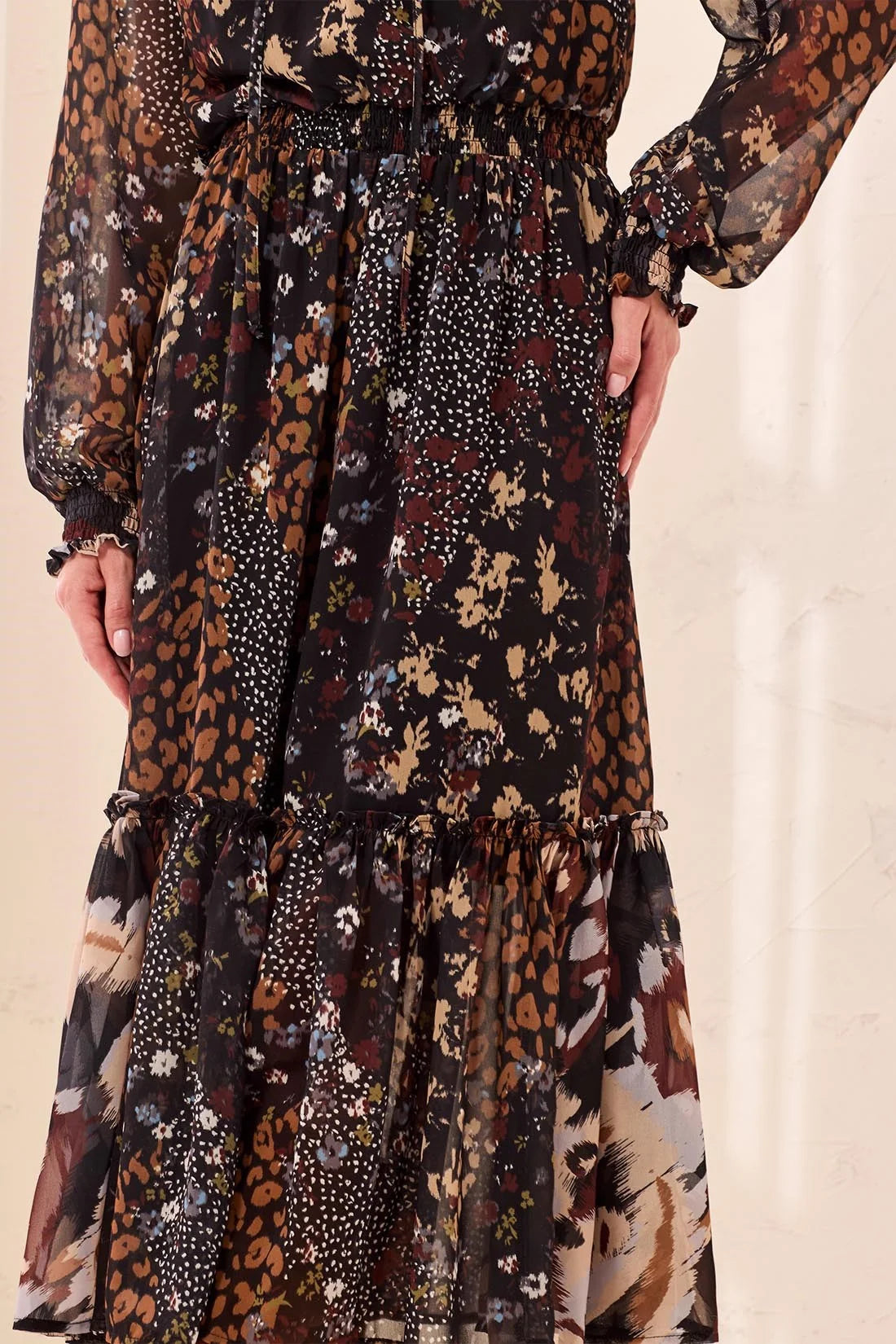 Mixed Print Maxi Dress