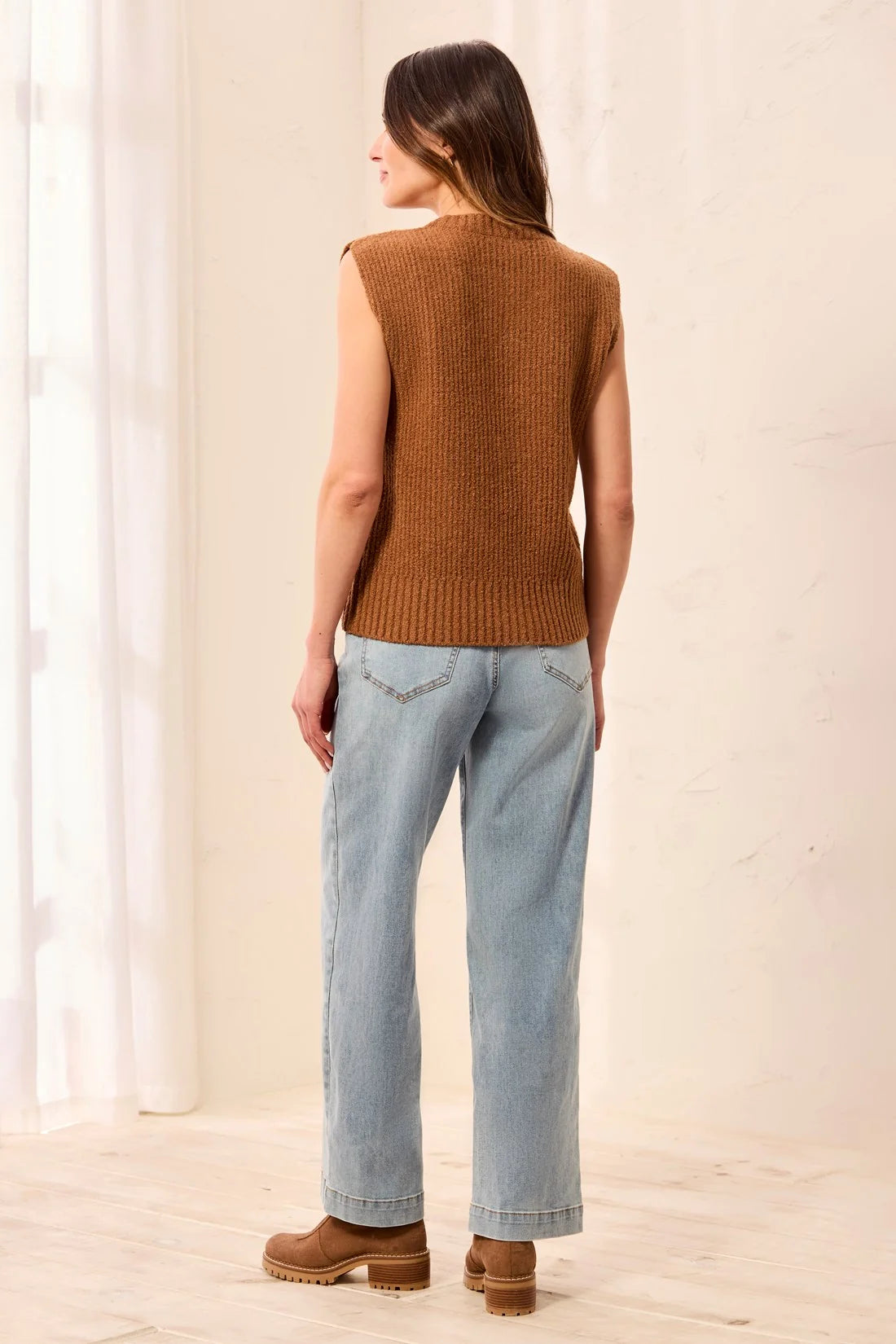 Split Neck Sleeveless Sweater