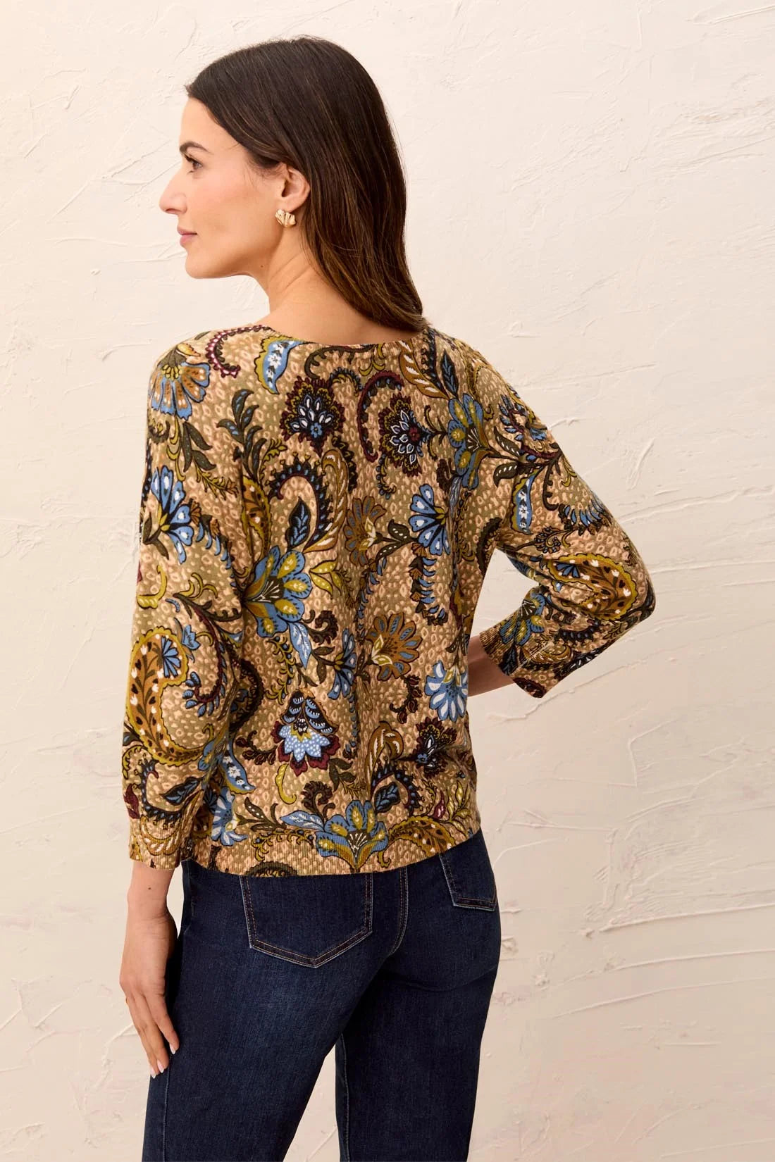 3/4 Sleeve Crewneck Sweater