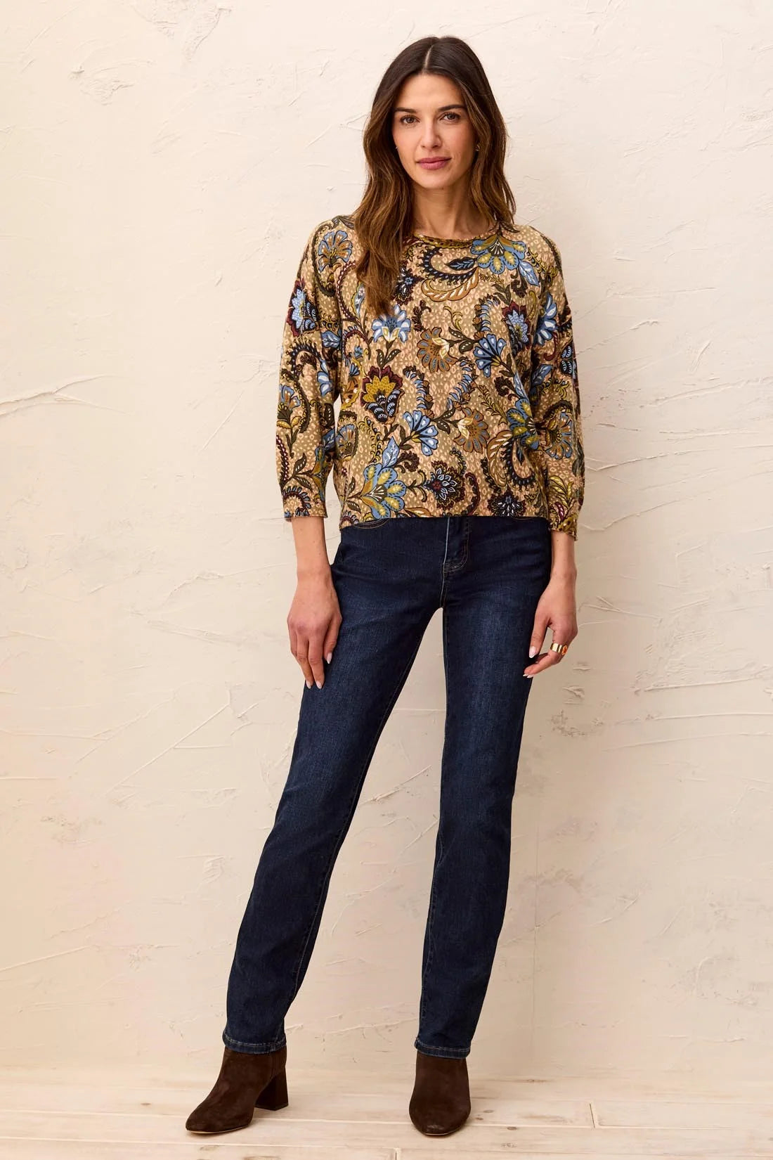 3/4 Sleeve Crewneck Sweater