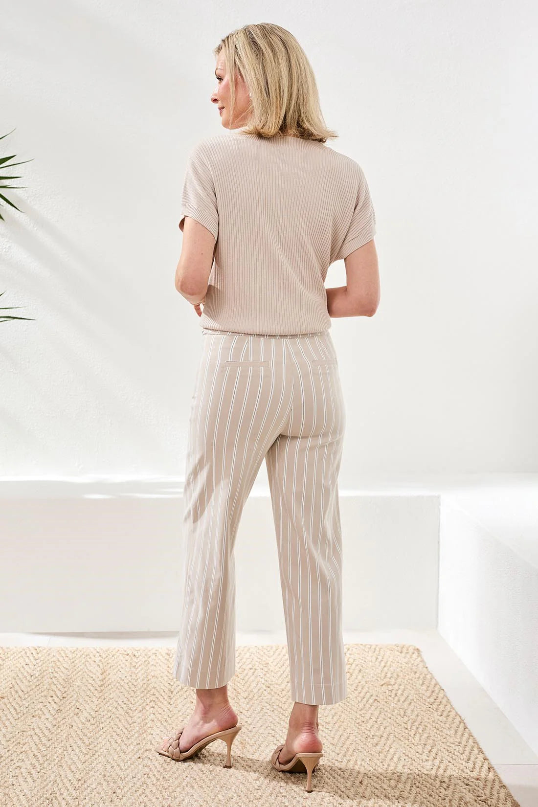 Bengaline Stripe Pull On Capris