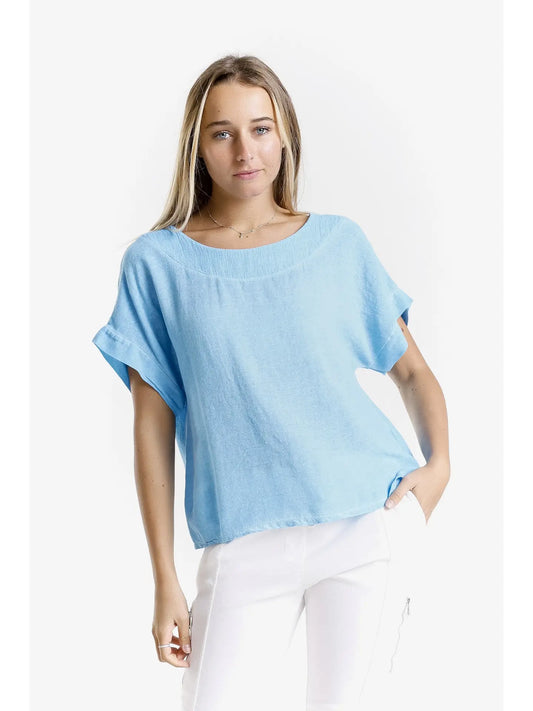 Gianna Short Sleeve Yoke Neck Top