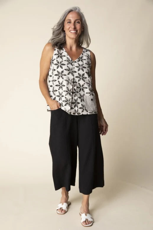 Crinkle Crepe Mix Pleat Tank Top