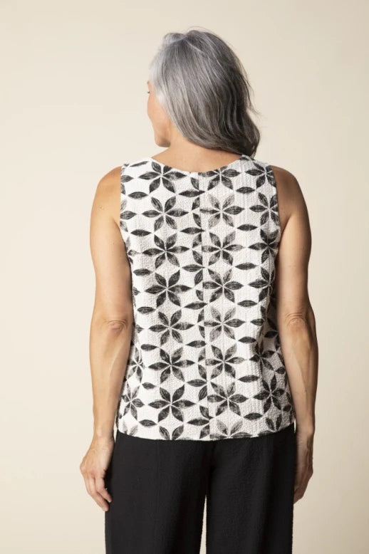 Crinkle Crepe Mix Pleat Tank Top