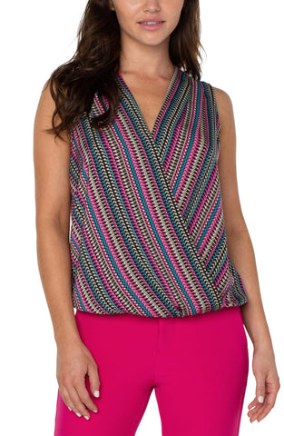 Sleeveless V-Neck Drape Front Knit Top