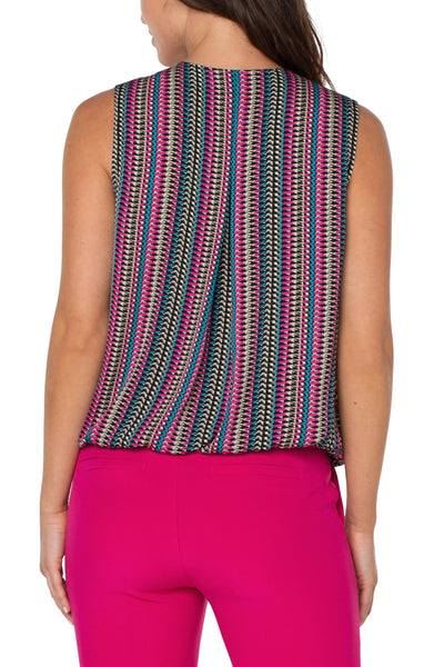Sleeveless V-Neck Drape Front Knit Top