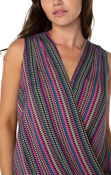 Sleeveless V-Neck Drape Front Knit Top