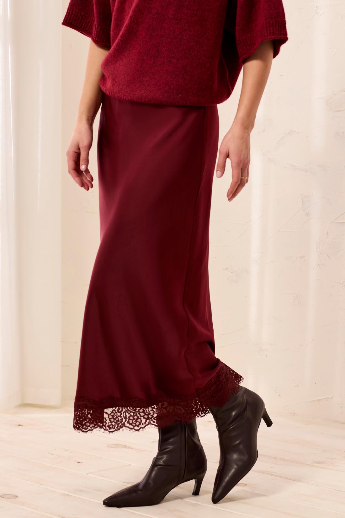 Satin Skirt Lace Hem