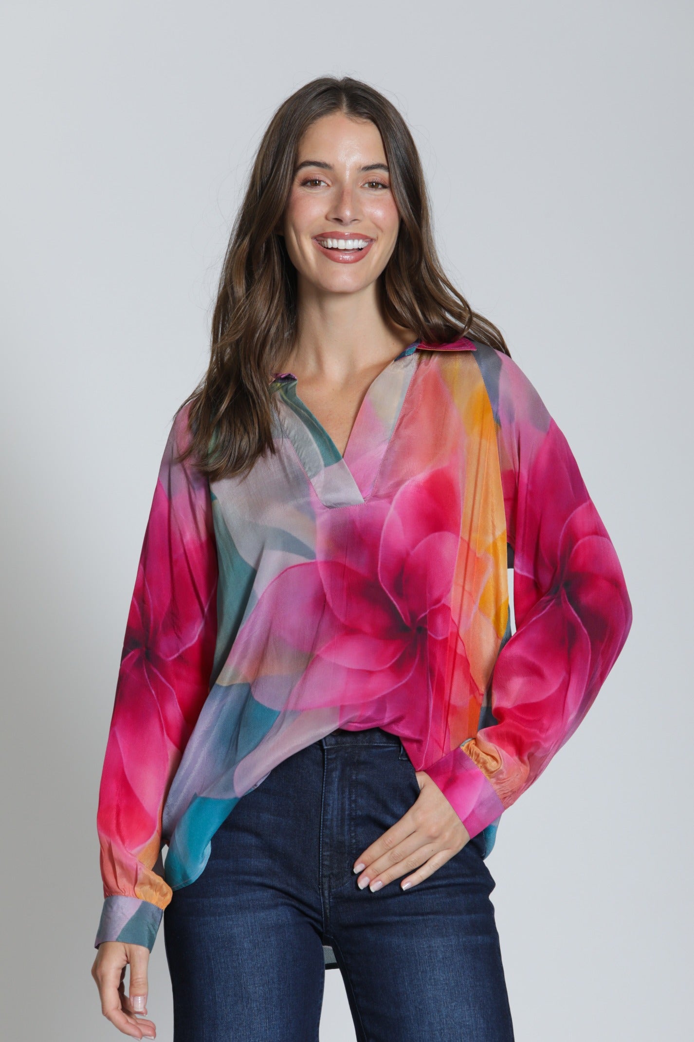 Half Placket Pullover Blouse