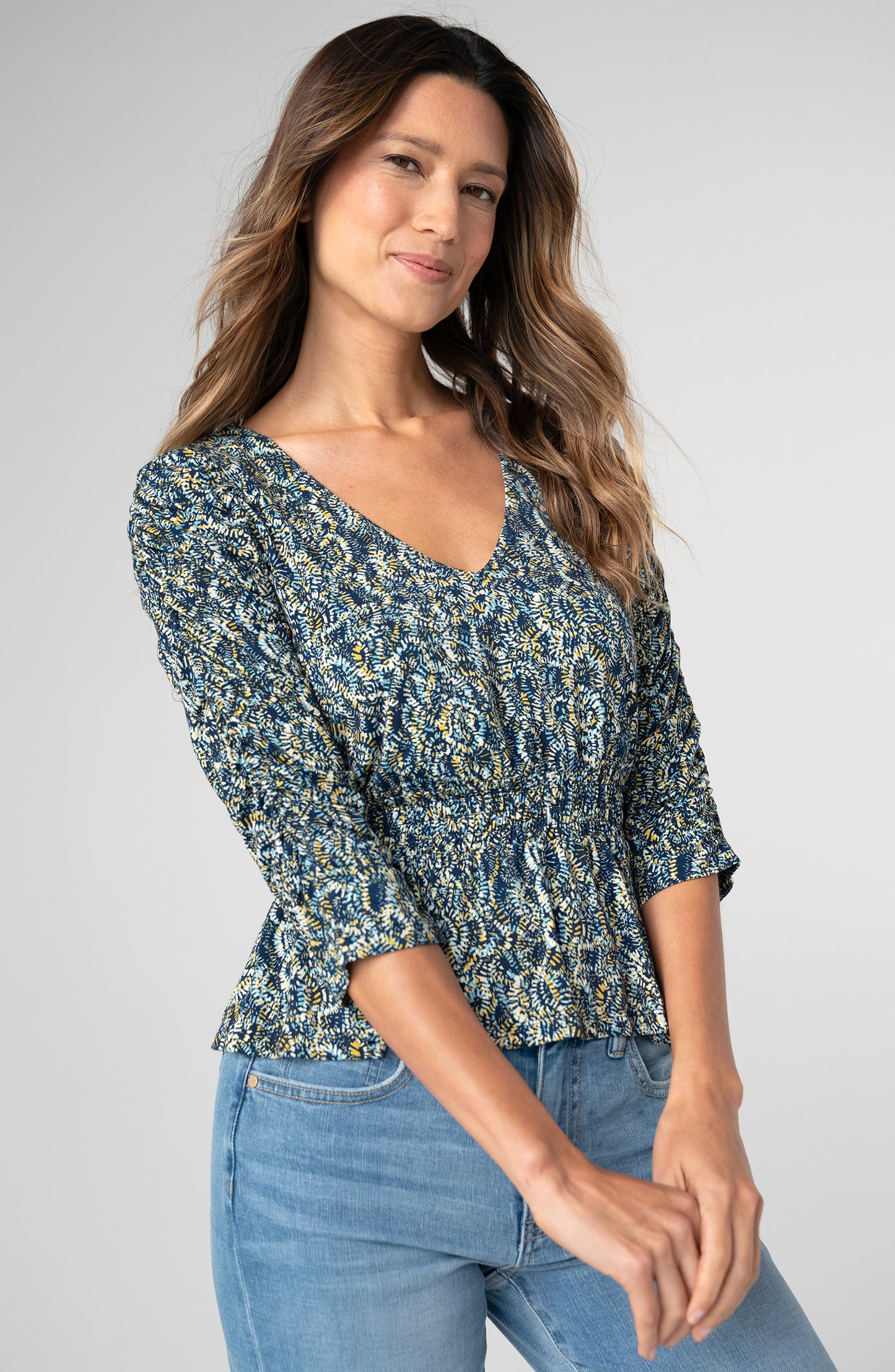 Ruched Sleeve Knit Top