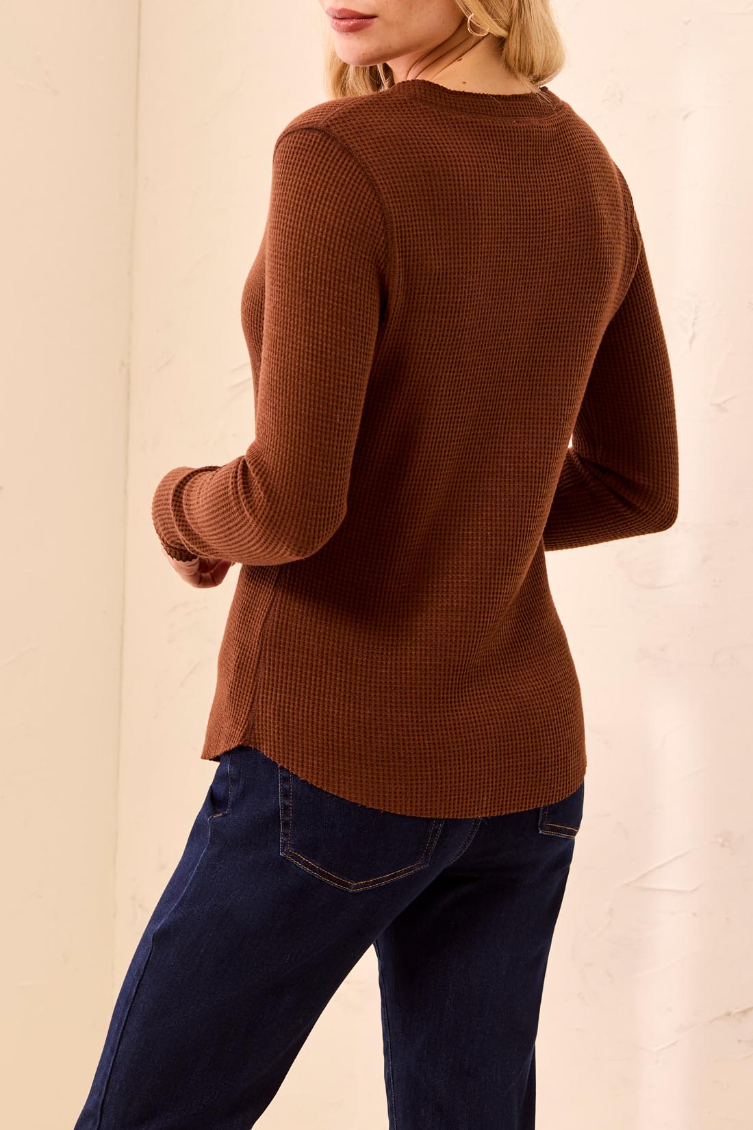Brushed Waffle Knit Henley