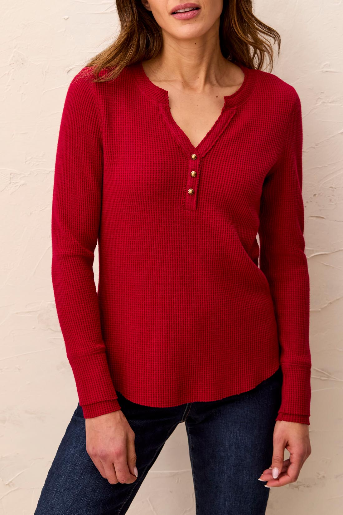 Brushed Waffle Knit Henley