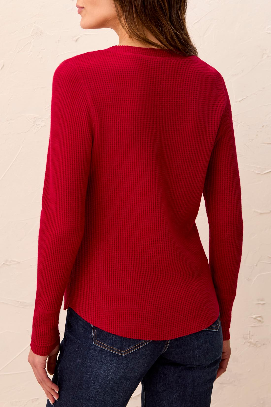Brushed Waffle Knit Henley