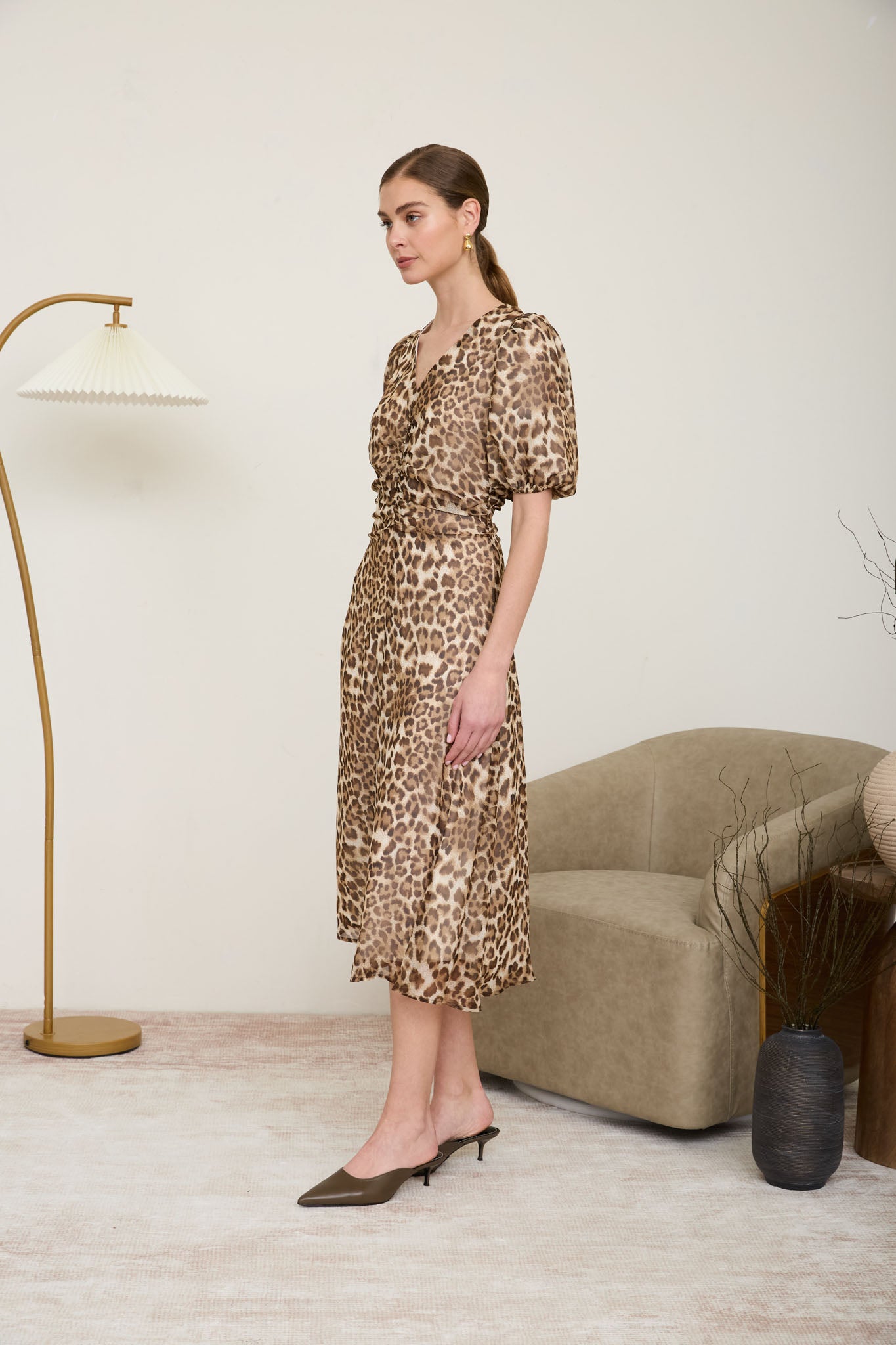 Leopard Print Midi Dress