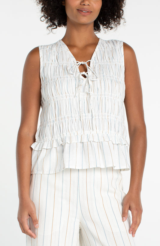 Sleeveless Tie Front Top