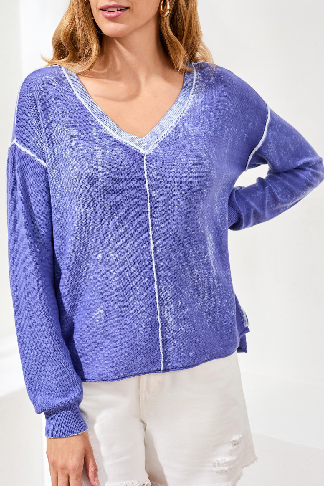 Lightweight Cotton V-Neck Sweater