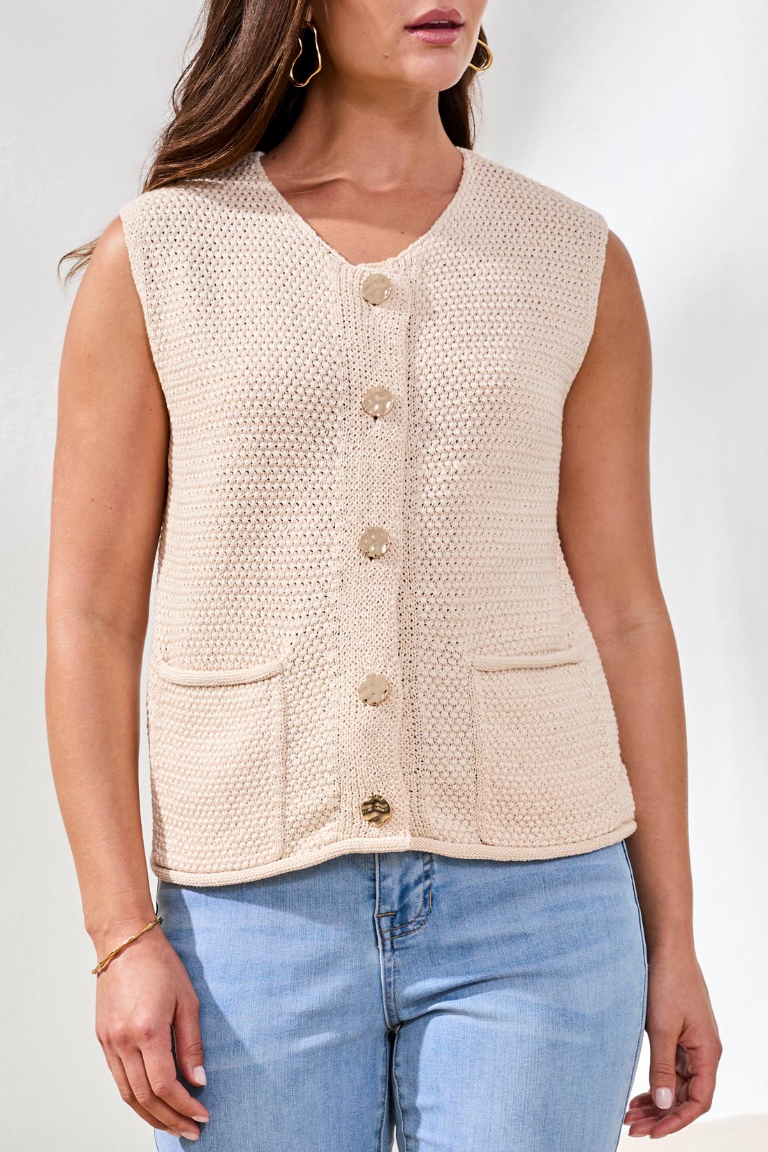 Sweater Vest with Decorative Buttons