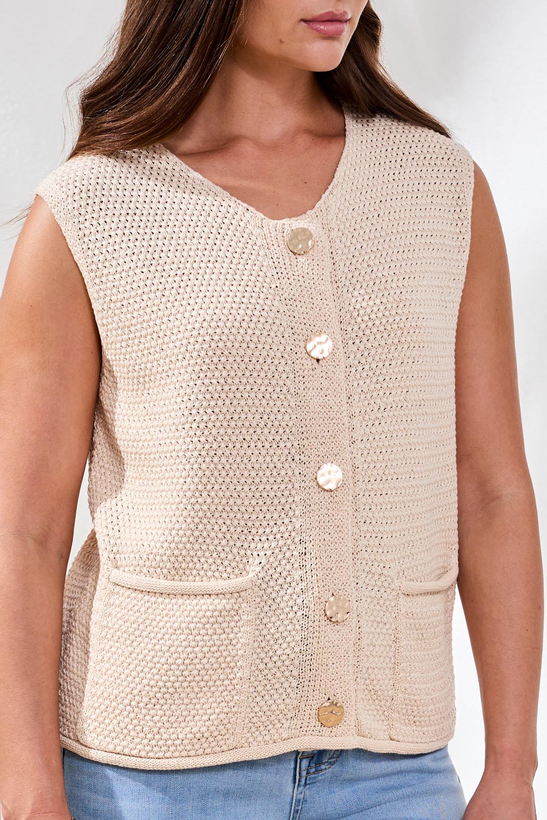 Sweater Vest with Decorative Buttons